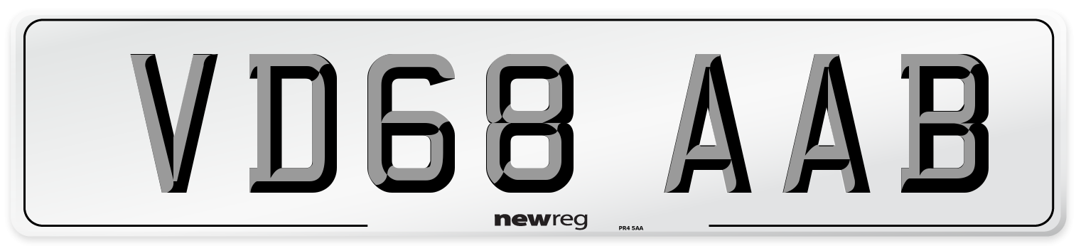 VD68 AAB Number Plate from New Reg